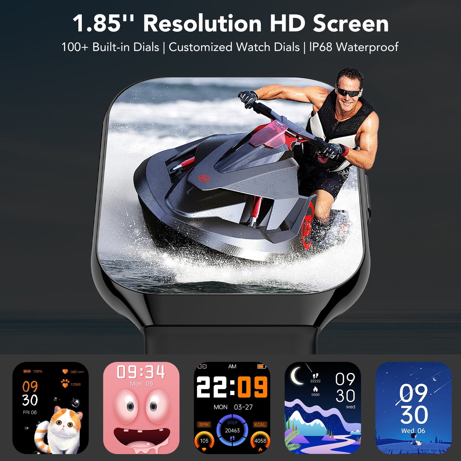 2026 NEW Smart Watch, 1.96''HD Screen SmartWatch for Men Women's, Answer/Make/Message, 100 Sports Modes, IP68 Waterproof Fitness Tracker Compatible with Android and iPhone, Holiday Gifts, Black