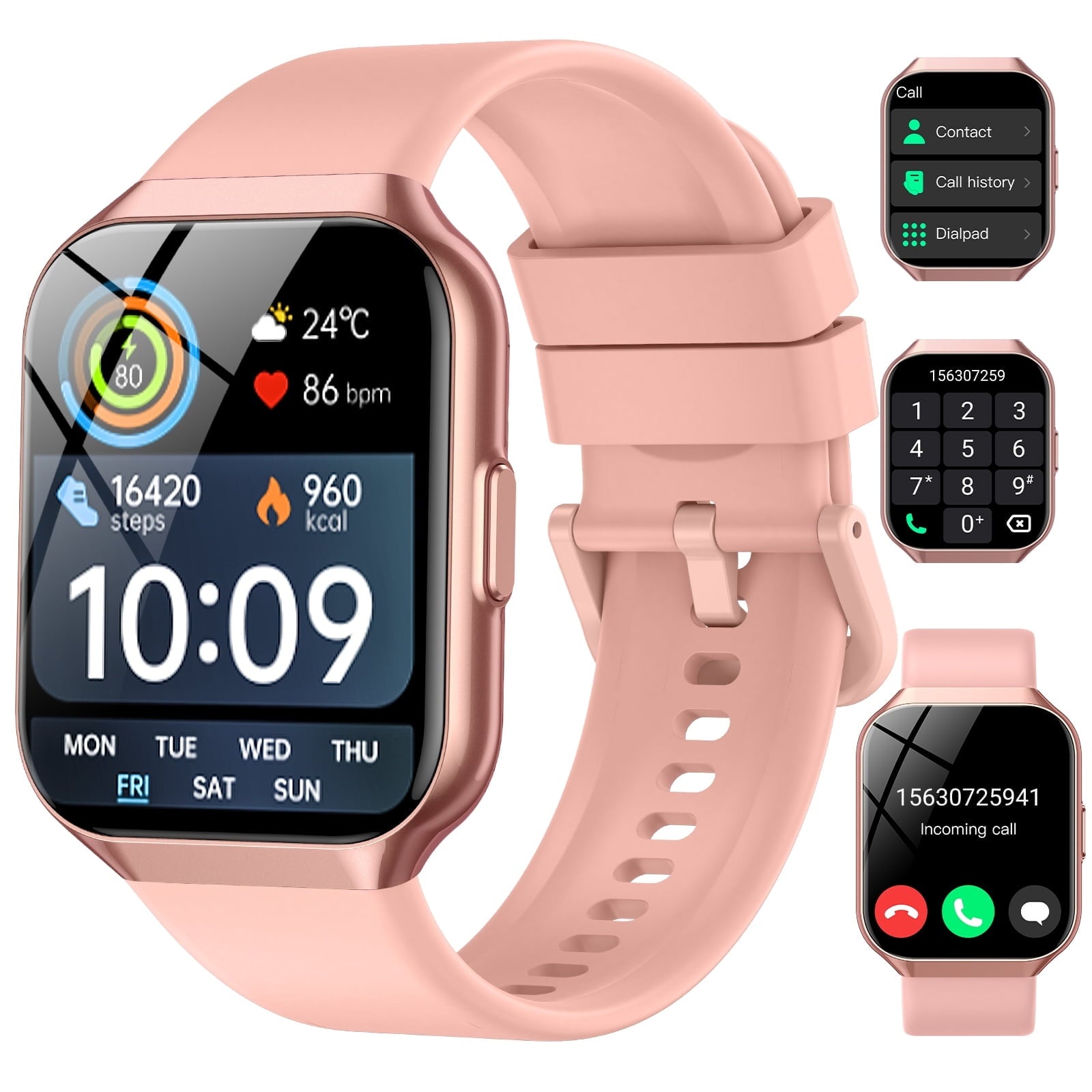 2026 NEW Smart Watch, 1.96''HD Screen SmartWatch for Men Women's, Answer/Make/Message, 100 Sports Modes, IP68 Waterproof Fitness Tracker Compatible with Android and iPhone, Holiday Gifts,Pink
