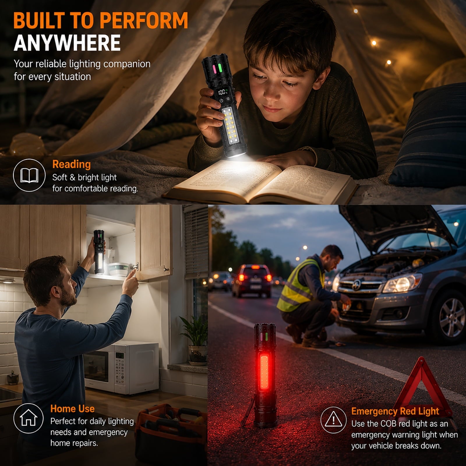 Rechargeable Flashlights 2 Pack, Super Bright LED Flashlight with COB Side Light, USB-C Rechargeable, IPX6 Waterproof Aluminum Flashlight for Camping, Hiking, Emergency & Home Use