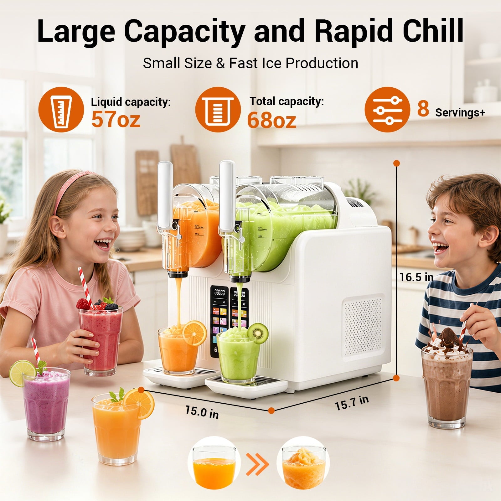 Feiwest Slushie Machine, 2 x 54oz Frozen Drink Maker with 8 Preset Programs, Adjustable Temperature & Texture, Margarita Machine for Cocktails