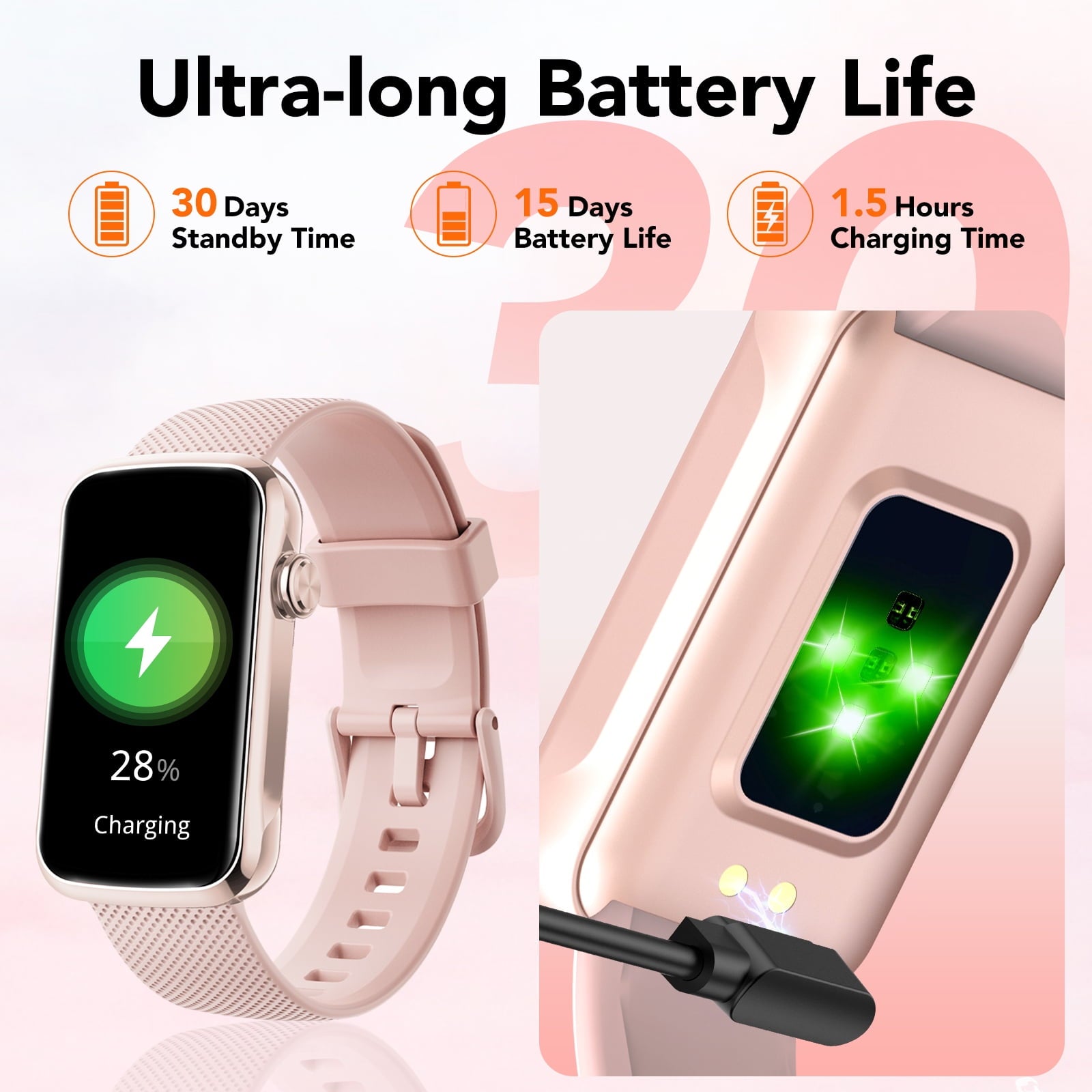1.47" Fitness Tracker, Smartwatch for Women Men with Multiple Sport Modes Step Counter, Bluetooth Calls (Make/Answer), IP68 Waterproof, Fitness Tracker Compatible with Android and iPhone, Pink