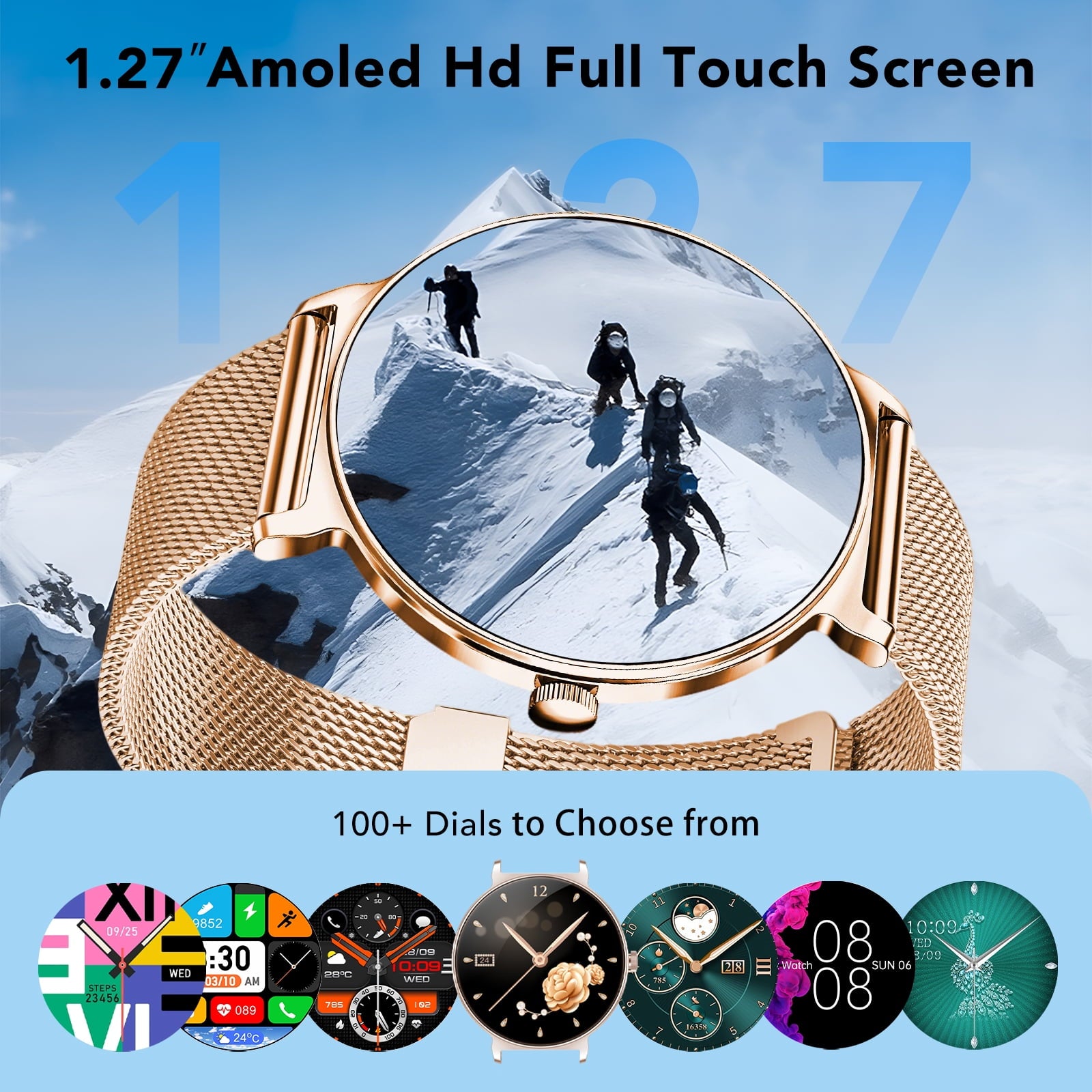 Smart Watch for Women, 1.27" Thin Face Fitness Tracker with Bluetooth Calls(Answer&Make), Smart Watch Fits for Android and iPhone, IP68 Waterproof, 110+ Sport Modes Smartwatch (2 Strap), Pink