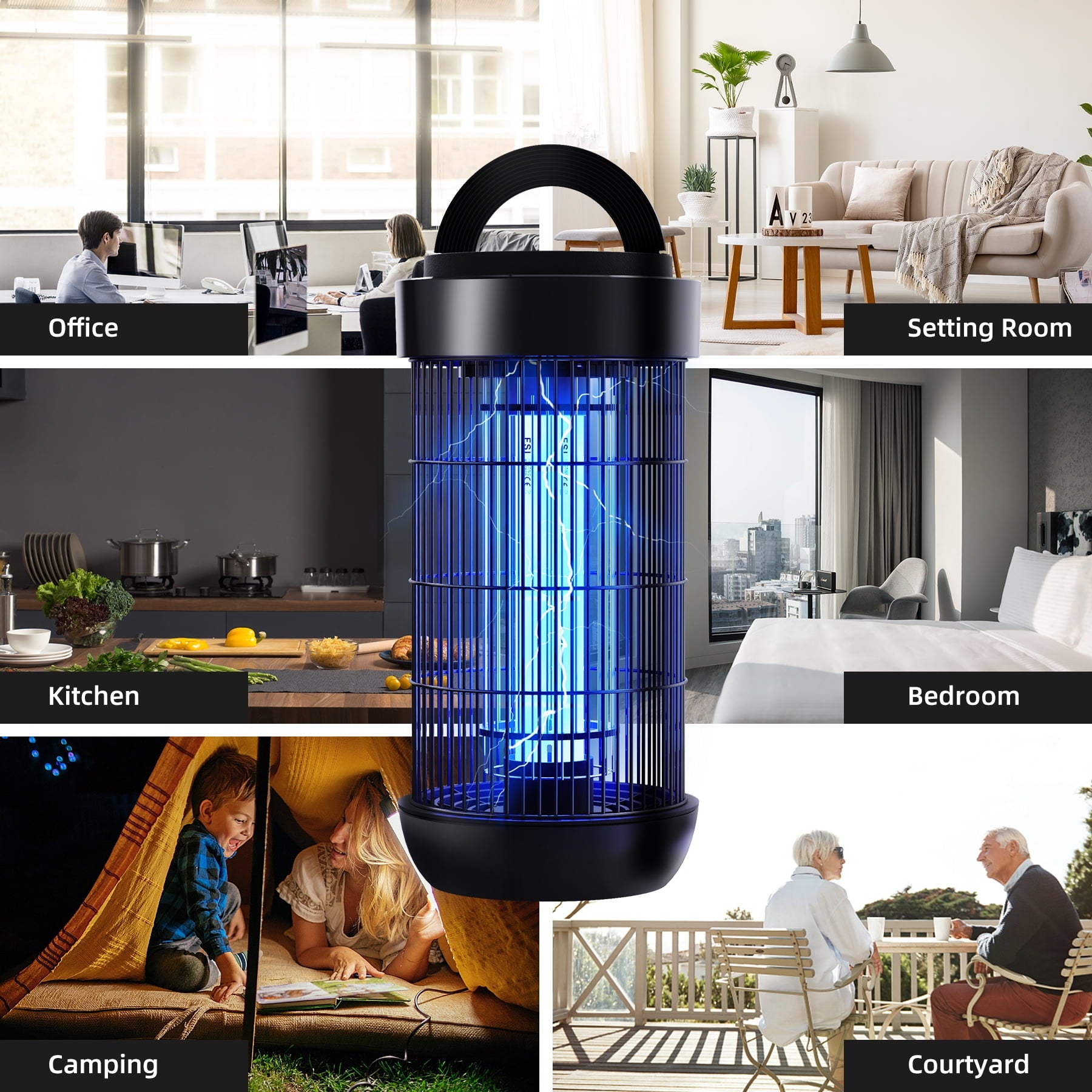KLOUDIC Waterproof 4000V Detachable Electric Mosquito Killer Bug Zapper Electronic Insect Fly Trap for Outdoor and Indoor