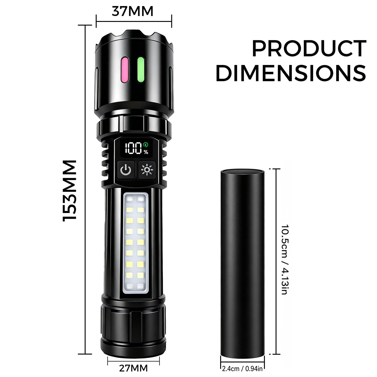Rechargeable Flashlights 2 Pack, Super Bright LED Flashlight with COB Side Light, USB-C Rechargeable, IPX6 Waterproof Aluminum Flashlight for Camping, Hiking, Emergency & Home Use