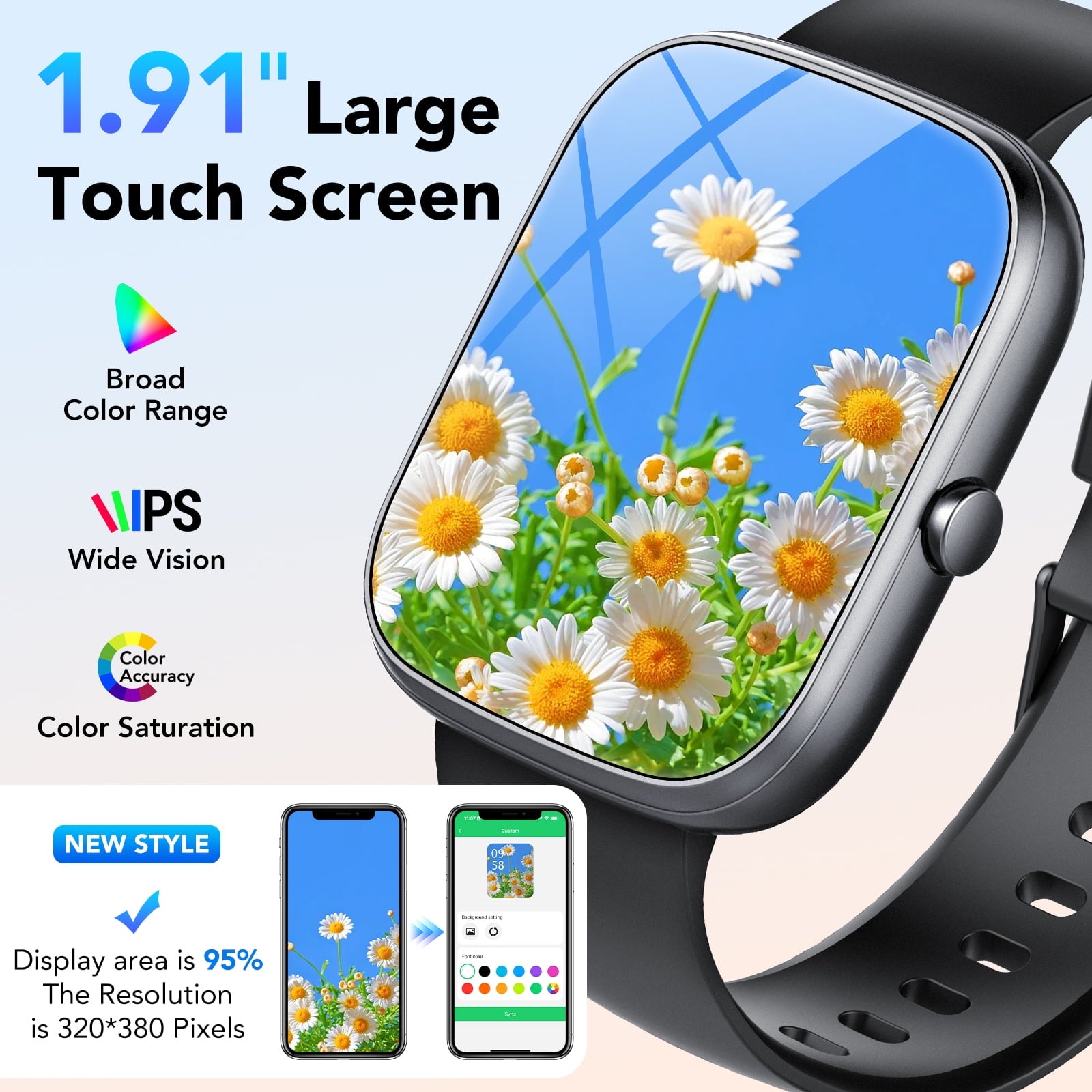 2026 NEW 1.91''HD Screen Smart Watch Compatible with Android and iPhone,Answer/Make Calls/100 Sports Modes/Message Reminder,IP68 Waterproof Fitness Tracker for Men Women, Gifts
